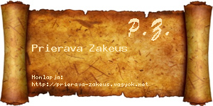 Prierava Zakeus névjegykártya
